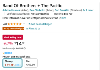 Band Of Brothers + The Pacific voor 14,19 euro