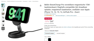 Belkin BoostCharge Pro laadstandaard voor €34,99 bij Amazon met Prime