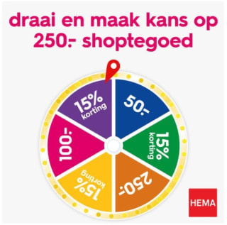 Draai en win shoptegoed of korting bij HEMA