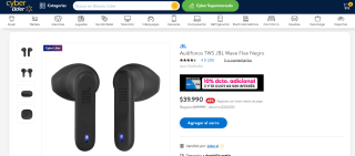 Audífonos Tws Jbl Wave Flex Negro por $39.990
