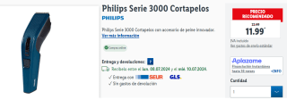 Philips Serie 3000 Cortapelos por 11.99€