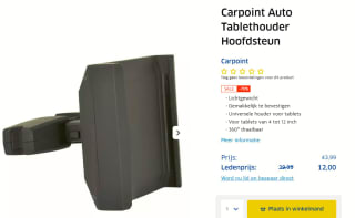 Carpoint auto tablethouder hoofdsteun 360° draaibaar voor €12 bij de ANWB