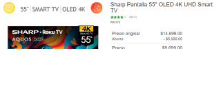 Smart TV Sharp 55" OLED 4K por $9,699 | Costco