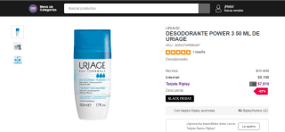 Desodorante Uriage Power 3 de 50 Ml por $7.810
