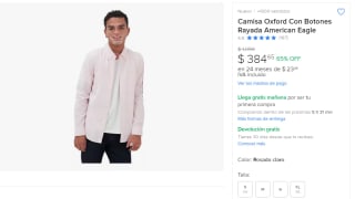 Camisa Oxford Rayada American Eagle por $385 | Descuento Mercado Libre