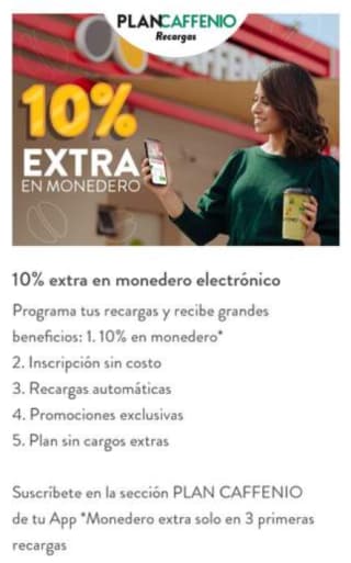 10% de bonificación al suscribirte a plan Caffenio