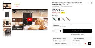 Freidora de Aire Sin Aceite Newlux Air Power V20 1200W 2L - Envío Gratis a Tienda por 19,99€