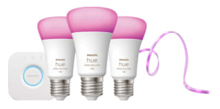 Philips Hue White and Color Startpakket E27 3-pack + Solo Lightstrip 3m voor €149 bij Coolblue