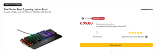 SteelSeries Apex 7, gaming toetsenbord voor €99 bij Alternate