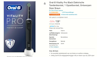 Oral-B Vitality Pro - Zwart - Elektrische Tandenborstel voor €19,99 bij Amazon
