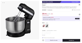 Batidora amasadora Jocca con bowl de acero inoxidable con capacidad de 3.5L por 35.99€ (Cuenta Nueva 23.99€)