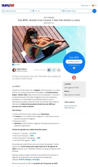 Gran Canaria 5 días Adultos + Vuelos desde 409€ por persona.