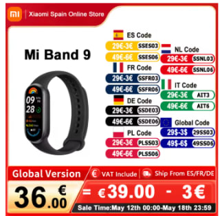 Bracelet connecté Xiaomi-Smart Band 9 à 34,99€