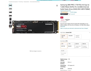 Samsung 980 PRO M.2 NVMe SSD MZ-V8P2T0BW 2 TB por solo 107,99€