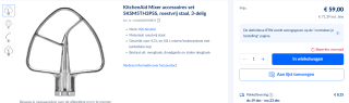 3-delige KitchenAid Mixer accessoires set voor €71,39 bij Makro