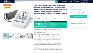 Tensiómetro marca Sanitas modelo SBM21 por 16,99€