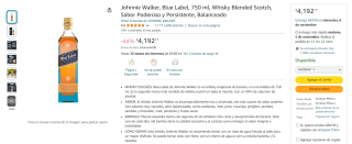 Johnnie Walker Blue Label 750ml por $4,192 en Amazon