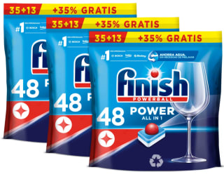 Pack 144 pastillas Finish Powerball + 2 abrillantadores + 2 limpiamáquinas por 32,38€