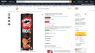 Pringles Hot Sweet Chili 160g por 1,79€