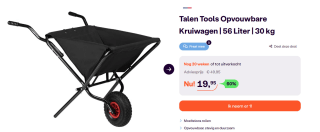 Talen Tools Opvouwbare Kruiwagen voor €19,95 bij Ibood