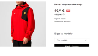 Chaqueta de hombre impermeable Rain Red Ferrari F1 2024 por 49.99€