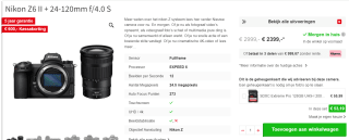 Nikon Z 6II + 24-120mm f/4 S Zwart voor €2399 bij Ringfotomeppel