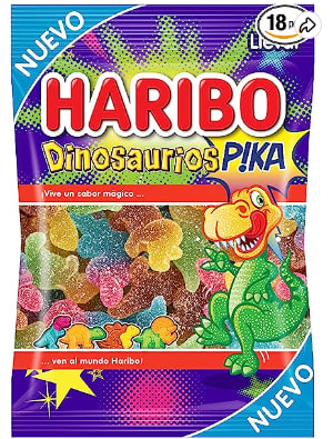 18 paquetes de Haribo dinosaurios pika de 100gr c/u por 9.55€