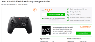 Acer Nitro Wireless Gaming Controller NGR300 - Black voor €24,95 bij Yorcom
