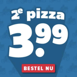 2e pizza gratis op Maandag t/m donderdag