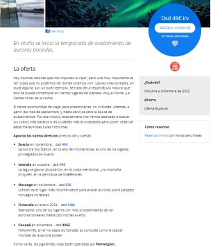 Vuelos directos a lugares de auroras boreales desde 49€ i/v