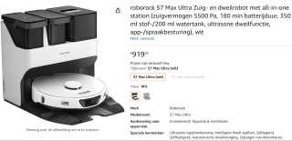Roborock S7 Max Ultra Robotstofzuiger voor €919 bij Amazon