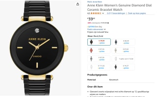 Anne Klein Quartz dameshorloge voor €39,68 bij Amazon