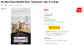 6 x 1.5 kg Pro Plan Junior Healthy Start kattenvoer Kip voor €51,84