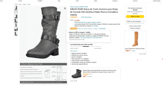 Botas DREAM PAIRS de Tacón Invierno para Mujer de Forrado Piel Sintética Media Pierna Cremallera Hebilla