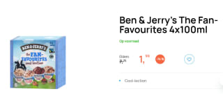 4x100ml Ben & Jerry's The Fan-Favourites voor €1,99 bij Butlon