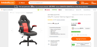 Silla Gamer Just Home Collection Sienna negro/rojo por $40.990