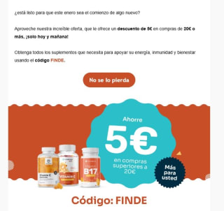5€ descuentos en compras de 20€ o más desde futurnature