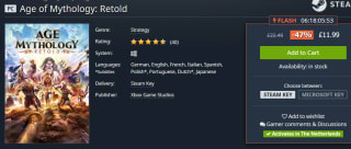 Age of Mythology: Retold voor €14,11 via Gamesplanet