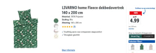 LIVARNO home Fleece dekbedovertrek 140 x 200 cm voor €4,99 bij de Lidl