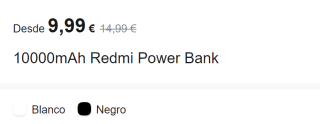 Xiaomi Redmi Power Bank 10000mAh por 9,99€