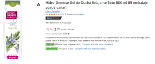 3 Botes de Hidro-Genesse Gel de Ducha Relajante Bote 800 ml por 3.98€
