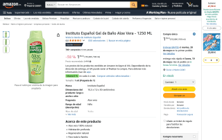 Gel de baño Instituto Español Aloe Vera 1250 ml por 1,55€