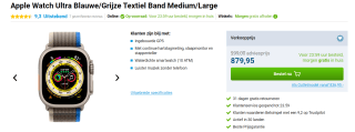 Apple Watch Ultra Blauwe/Grijze Textiel Band Medium/Large voor €879,95 bij Belsimpel