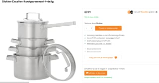Blokker Excellent Kookpannenset - 4-Delig voor €89,99