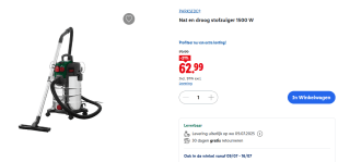 PARKSIDE® Nat en droog stofzuiger 1500 W voor €62,99 in de Lidl webshop