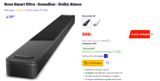 Bose Smart Ultra - Soundbar - Dolby Atmos voor €599 bij Bol
