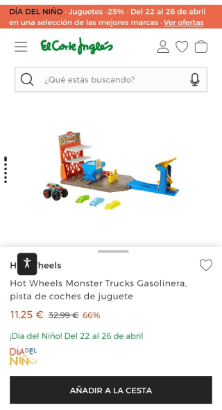 Hot Wheels Monster Trucks Gasolinera, pista de coches de juguete por 11,25€.