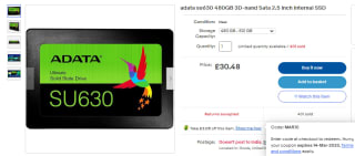 Adata su630 480GB 3D-nand Sata 2.5" Internal SSD for £27.43 at Ebay
