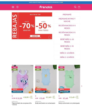 Hasta -70% Rebajas Prenatal.