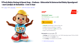 VTech Baby Swing & Speel Aap voor €24,99 bij Bol